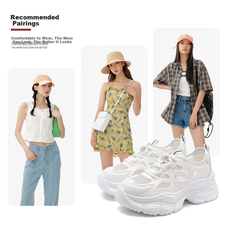 Red Dragonfly Women's Mesh Breathable Dad Sneakers Thick Sole Height Increasing Sports Casual Shoes WPB25029 Beige Mesh Size 37 3