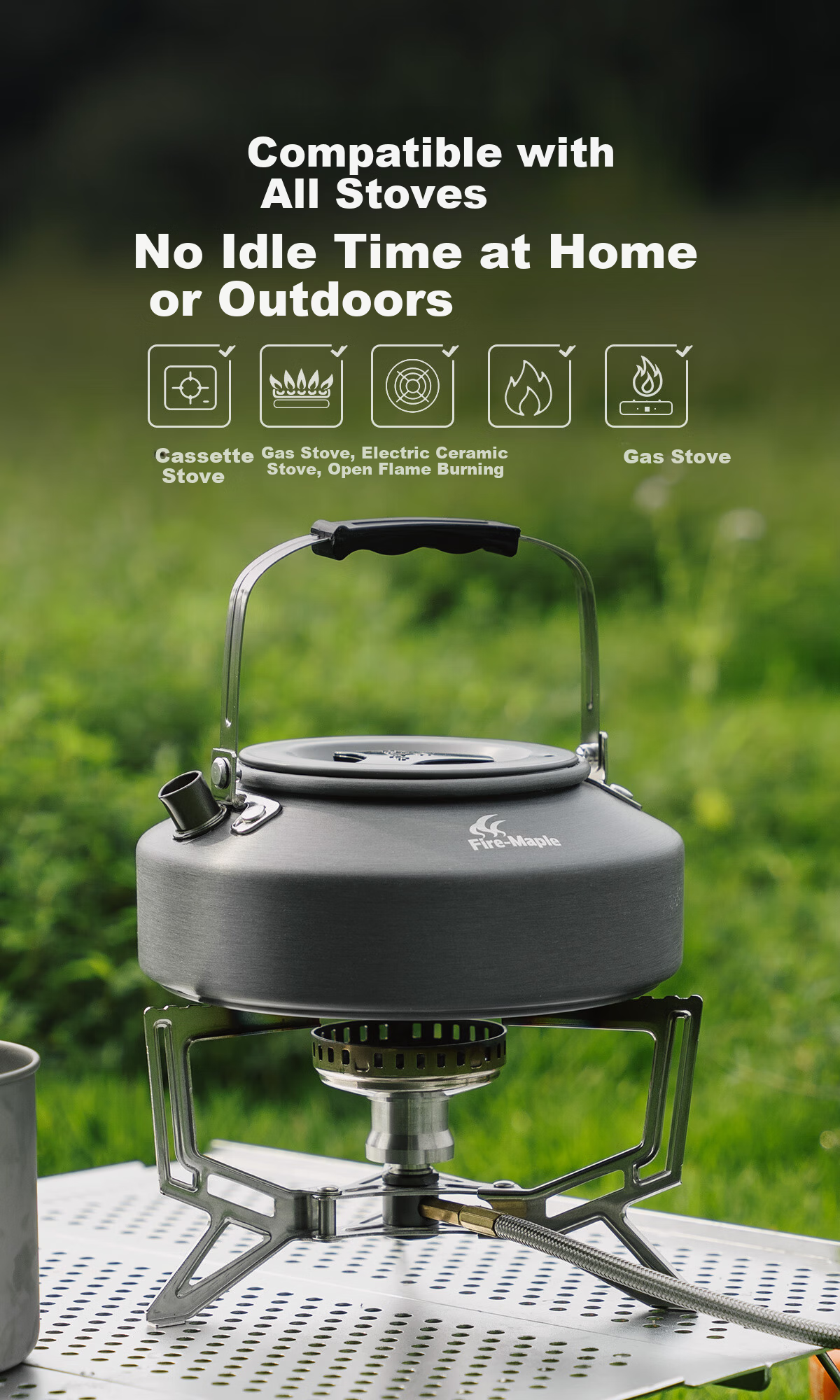 FIRE-MAPLE XT1 Heat Collection Pot 0.8L, Windproof Quick Heating Outdoor Camping Kettle, Aluminum Tea Pot, Coffee Pot, Fire-Round Brewing Tea 6