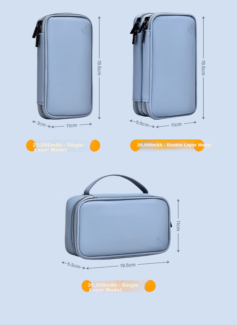 Milooky Power Bank Storage Bag, Data Cable Charger Portable Large Capacity Mobile Phone Charger Protective Case, Digital Accessory Bag 6