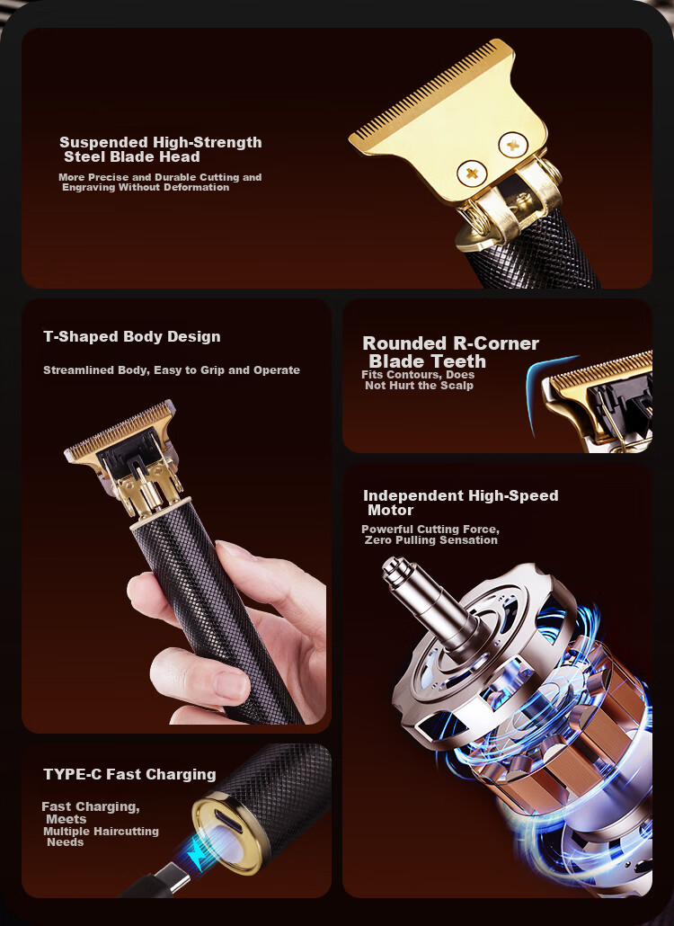 RTICS Hair Clipper, Shaving Machine, Hair Carving Tool, Adult And Child Electric Trimmer, Bald Head Gadget, Electric Hair Cutting Push Trimmer 2