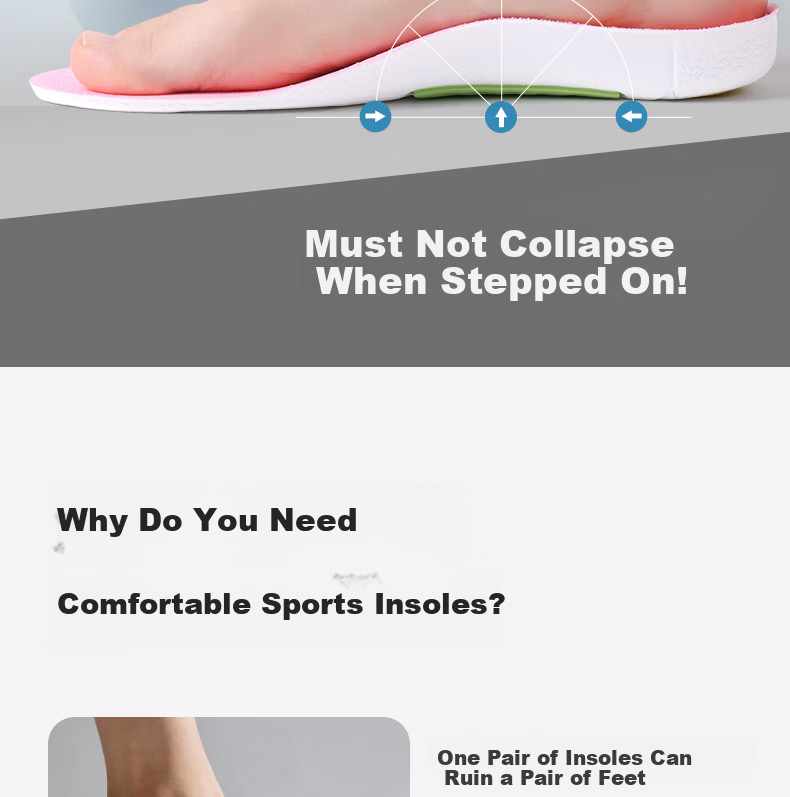 FOOTOPPO Sports Insoles for Men Military Training Ultra-Soft Shock Absorbing Insoles for Men's Basketball Shoes Running Shoes Insoles for Women 3