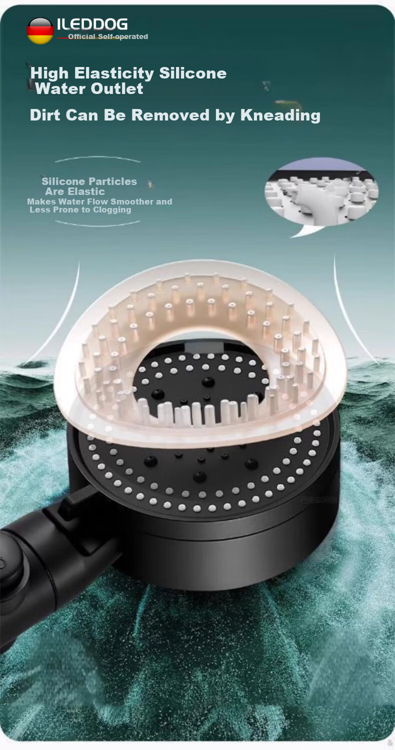 ILeddog [Germany] High-Pressure Shower Head Booster Powerful Water Flow Bathroom Shower Hose Set HL-001 12
