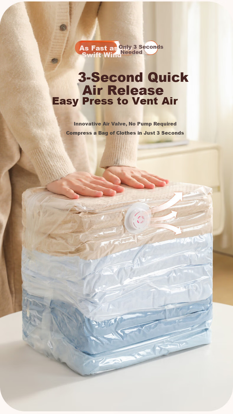 Bonny Home 3D Vacuum Compression Bags for Bedding and Clothing, Large Size, Pack of 3 5
