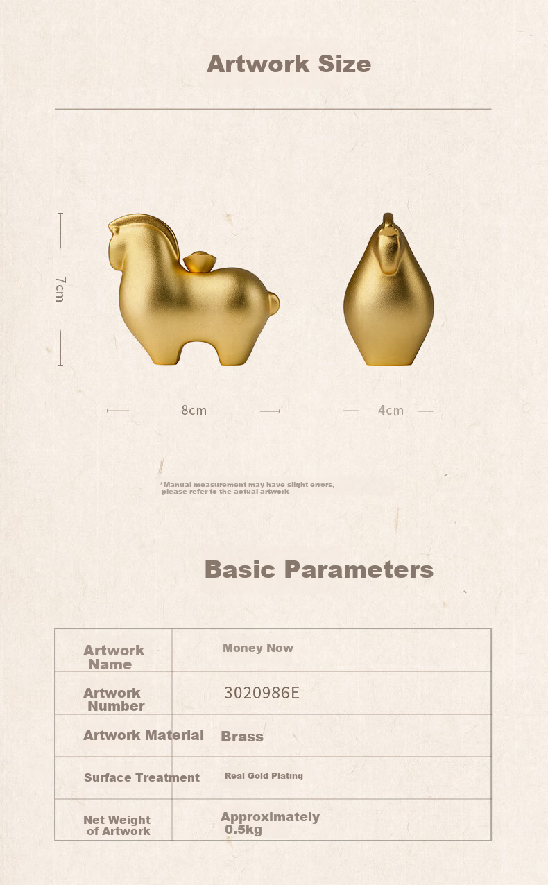Master Tong "Instant Wealth" Desktop Real Gold Plated Horse Ornament Home Decoration Festival Gift 10