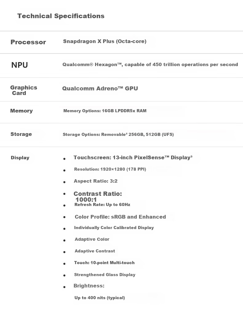 Microsoft Surface Laptop 13-inch Notebook Computer National Subsidy Touchscreen Lightweight AI+PC Snapdragon X Plus 16GB 256GB Platinum 15