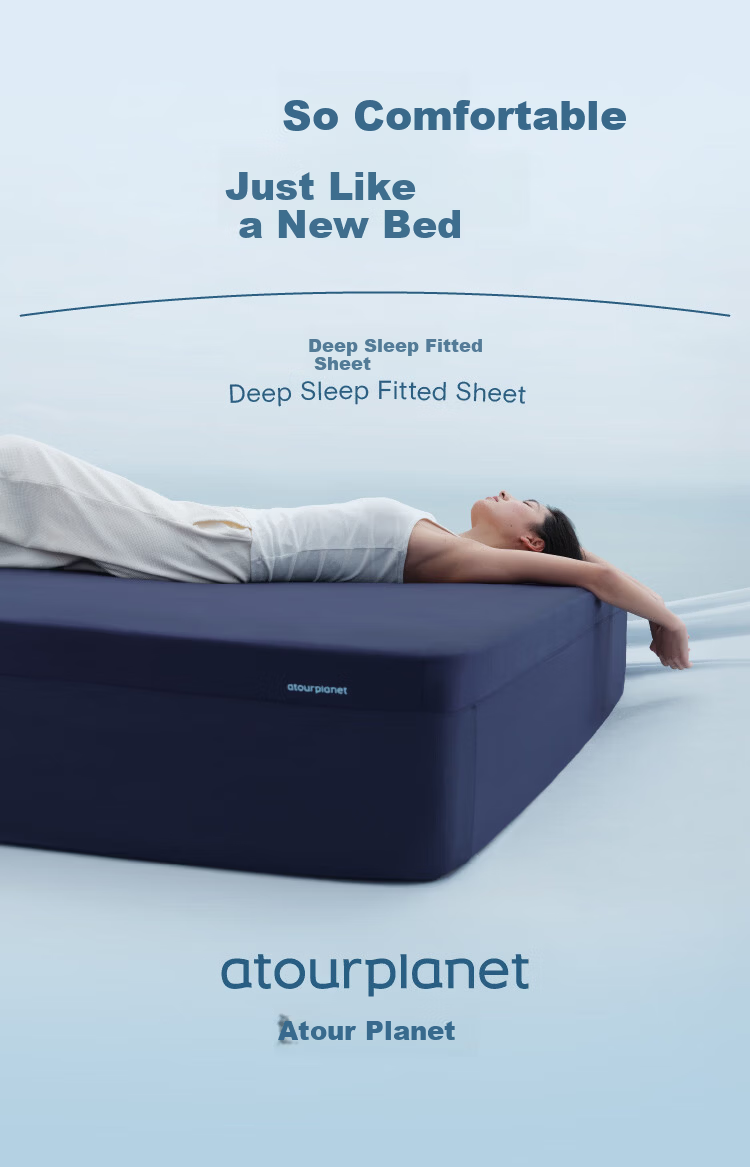 Atour Planet Deep Sleep Fitted Sheet Machine Washable Non-Slip Easy Fit Universal Bed Sheet Four Seasons Rock Blue Gray 180*200cm 1