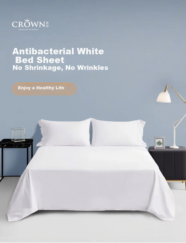 CROWN A-Class Brushed Cotton Single Bed Sheet Hotel Anti-Dirt Bed Cover Student Dormitory Single Bed Headboard Cover 2.3x2.45m 1