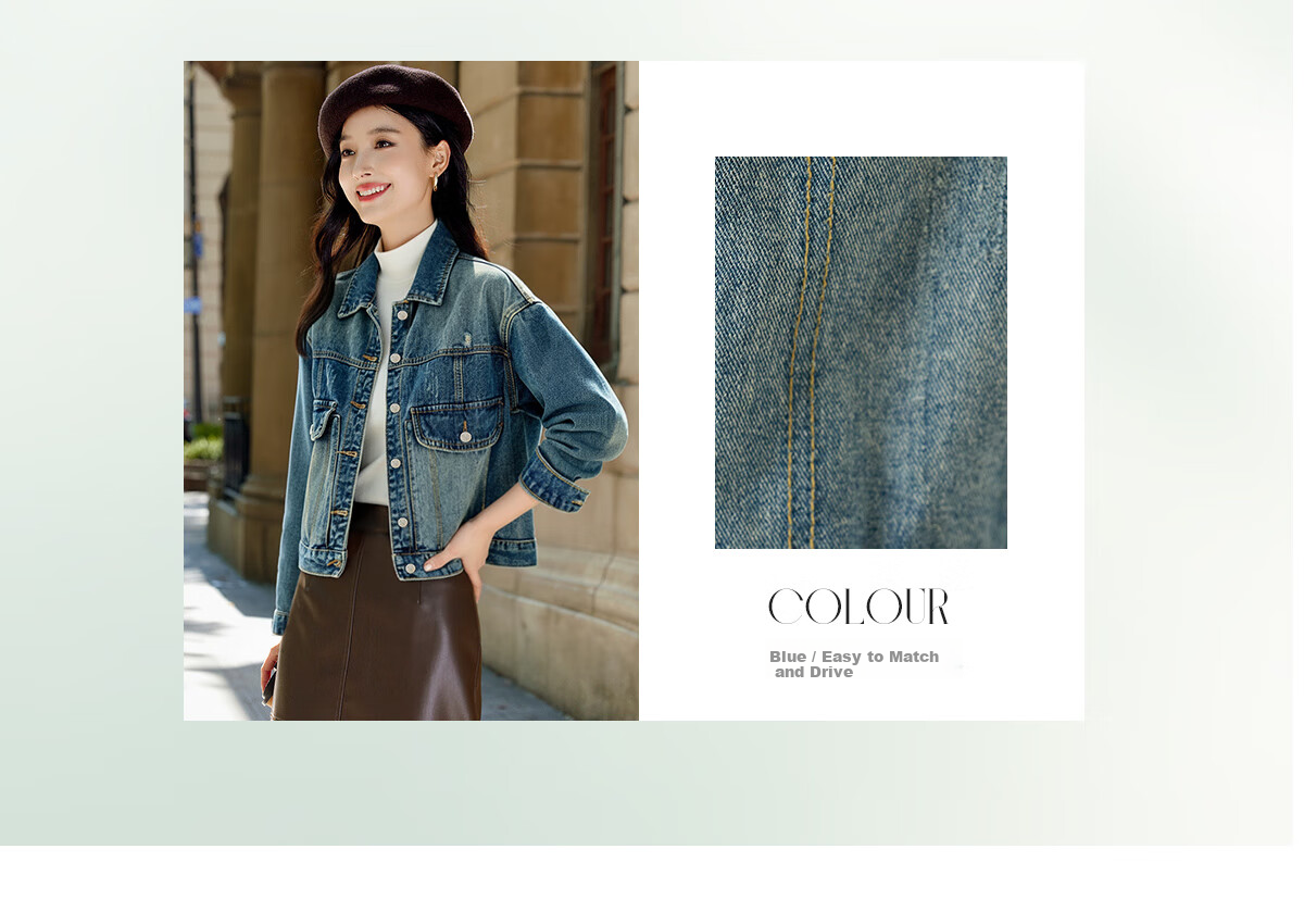 Chushen Spring Autumn Denim Short Jacket Women Turn-down Collar Pocket Vintage Niche Versatile Fashion Top S143U5005 3
