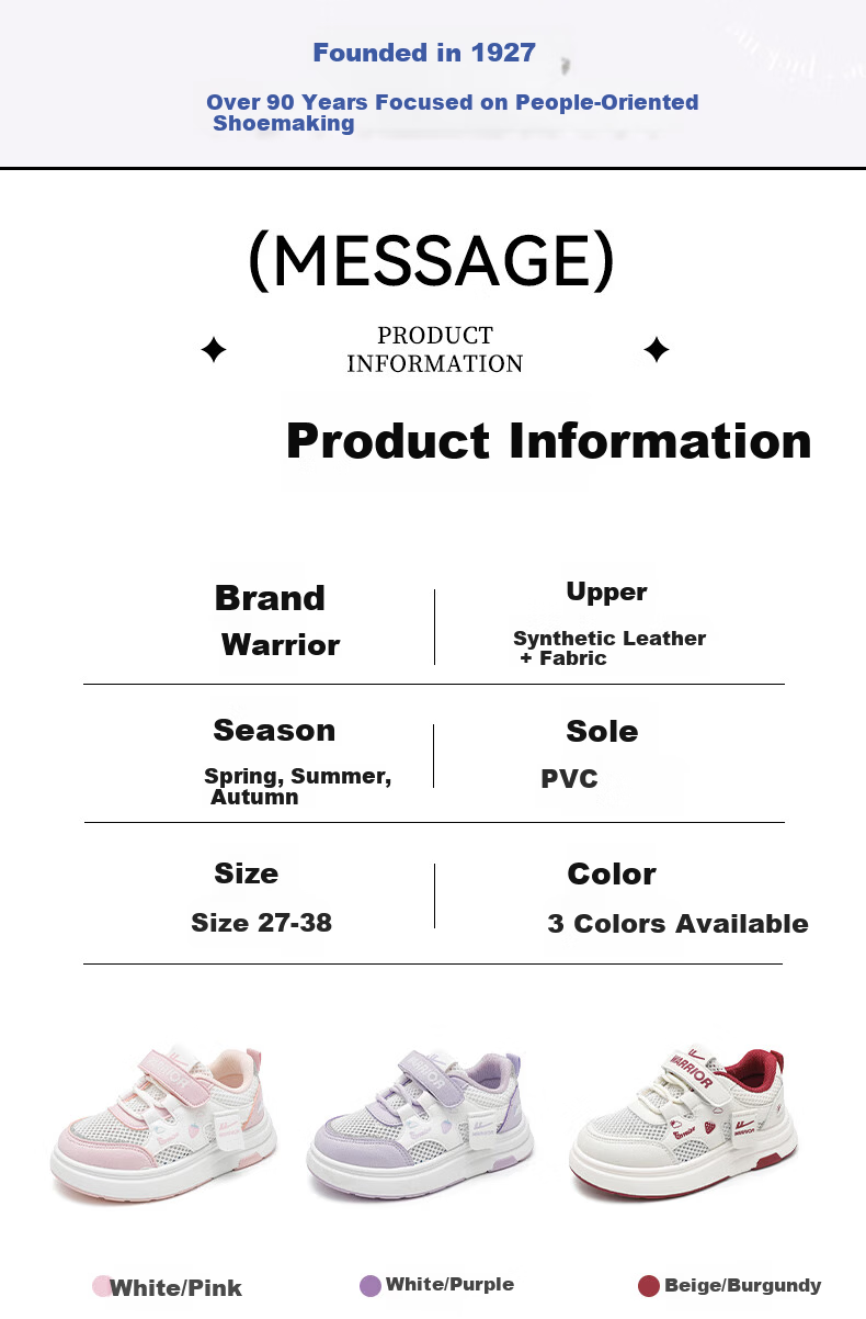 Warrior Kids Low-Top Breathable Summer Sneakers Girls Strawberry Princess Shoes Big Kids Single Mesh WZ-2095 White Pink Size 27 1