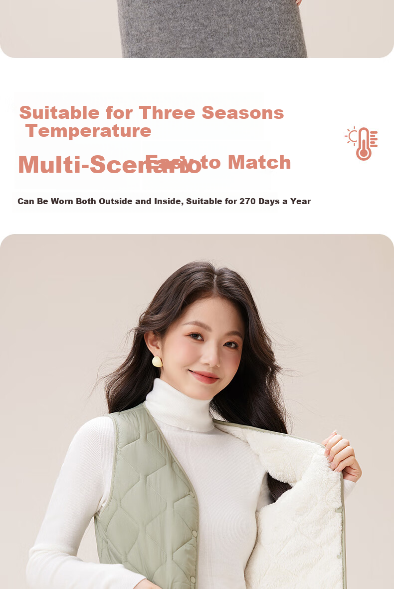 Urban Beauty Women's Thermal Vest Wool Sleeveless Jacket Lightweight Fleece Thickened Heated Vest for Spring Autumn Winter 9