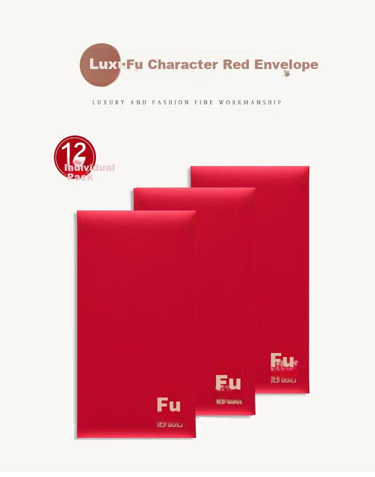Qingwei Fu Character Red Envelopes 12-Pack Wedding Birthday Opening Ceremony Business Red Packets Glitter Paper Thousand Yuan Edition 1