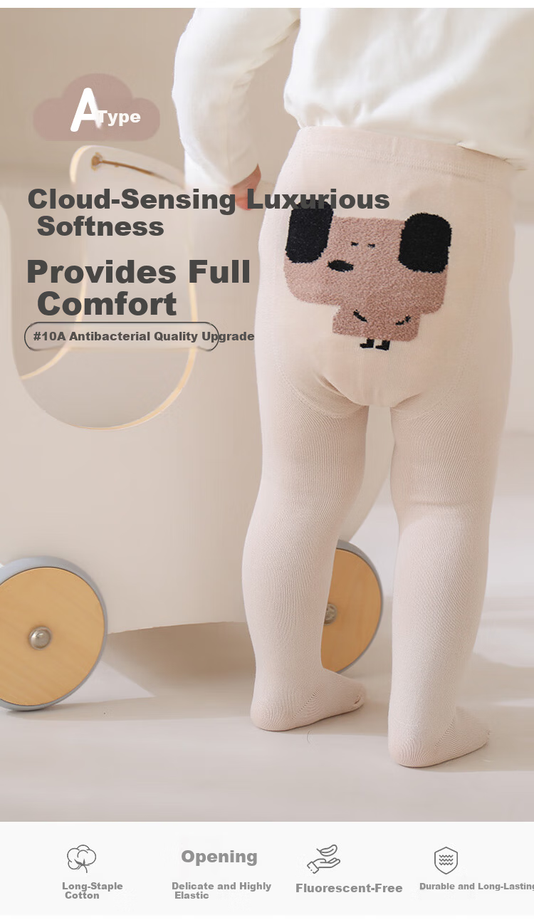 Five Cotton Baby Girls' Spring Antibacterial Tights Leggings 1-2 Years 21/23 Size Pink Kitten 1