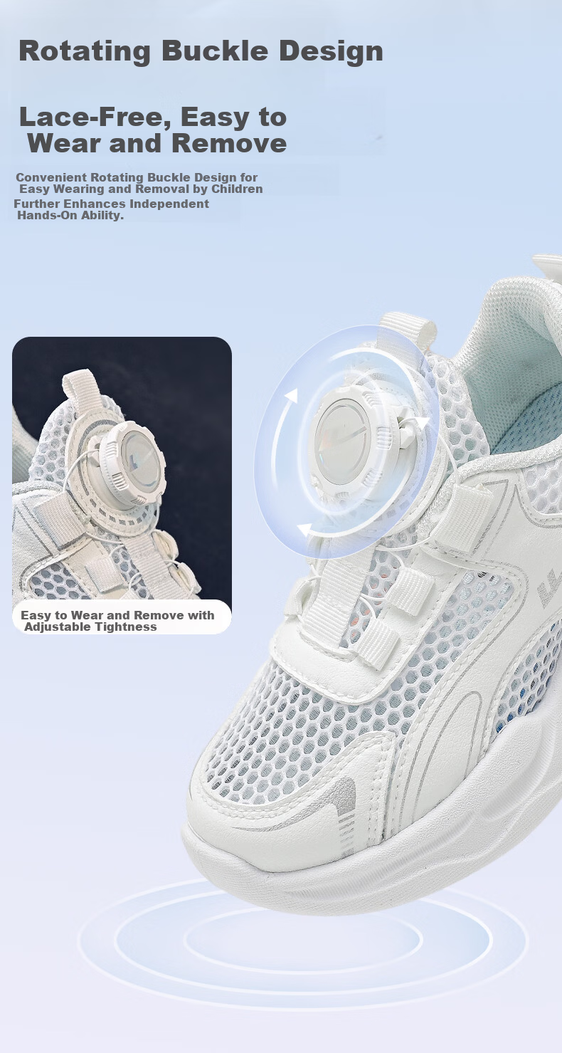 Warrior Kids Summer Breathable Sports Shoes Girls Boys Single Mesh White Sneakers WZ-0986-1 Off-White Size 36 3