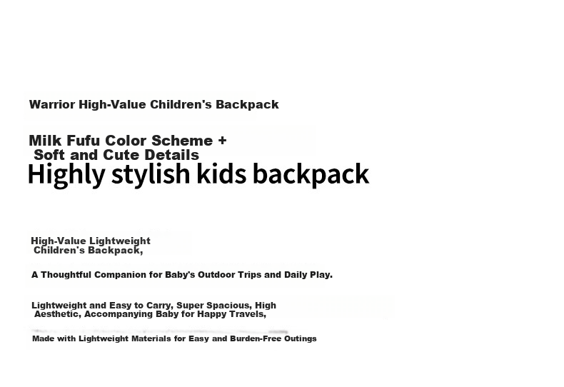 Warrior Children's Backpack Outdoor Travel Small School Bag Lightweight Stylish Primary School Spring and Autumn Study Tour Double Shoulder Bag 3
