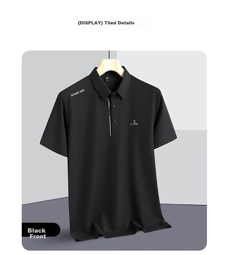 TUCANO Men's Short Sleeve Summer Ice Silk Quick-Dry Polo Shirt Breathable Stretch Business Casual Top 9