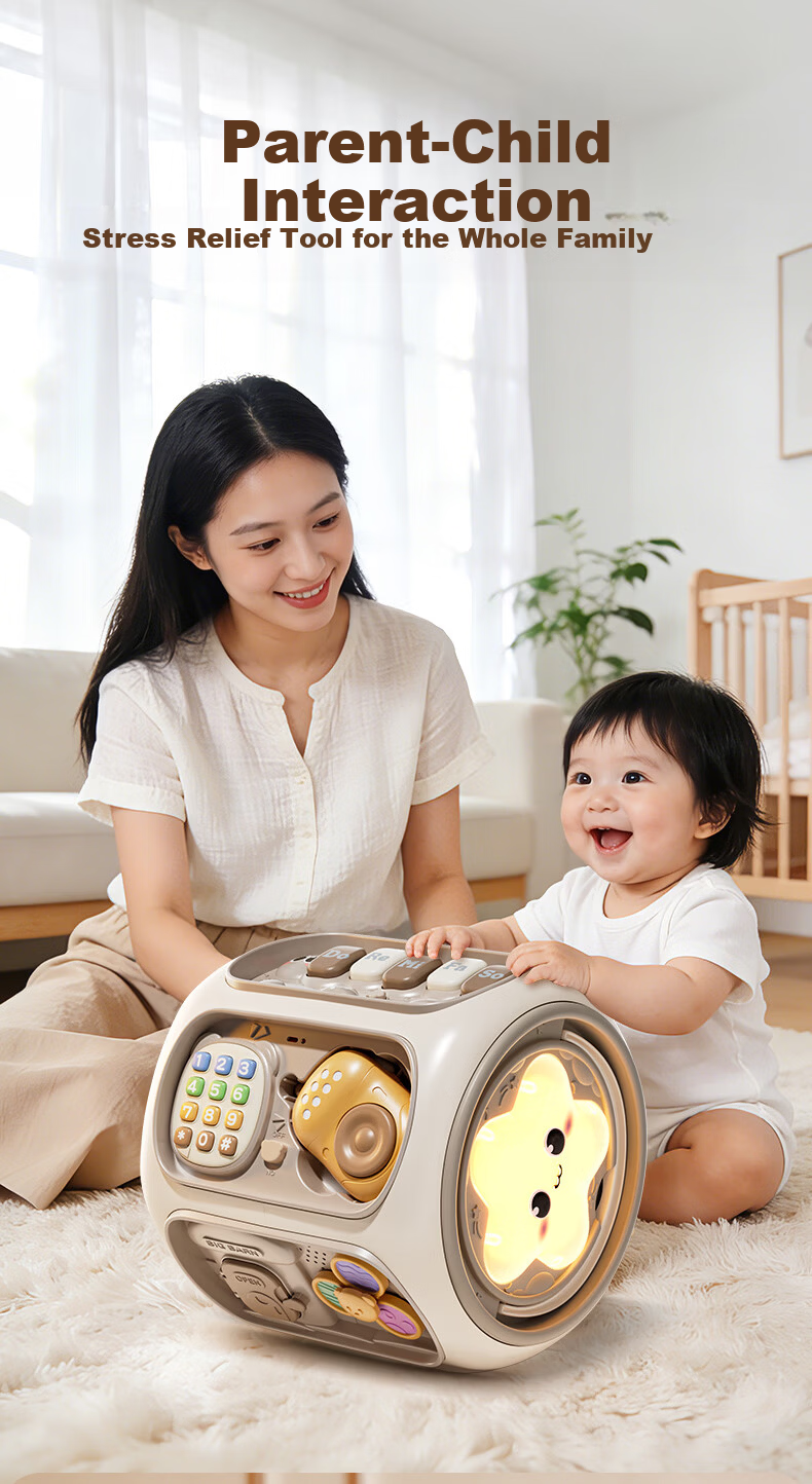 Cute Stone Children's Toy, Educational Hand Drum for Infants Aged 0-1 Years Old, Montessori Early Education Multi-Sided Object, Baby Birthday And First-Year Gift 10