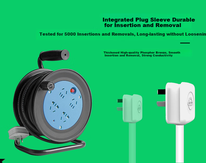 Kyfen Mini Portable Household Cable Reel Power Strip with 4 Outlets, Overheat Protection, 10 Meters Long Cord 7