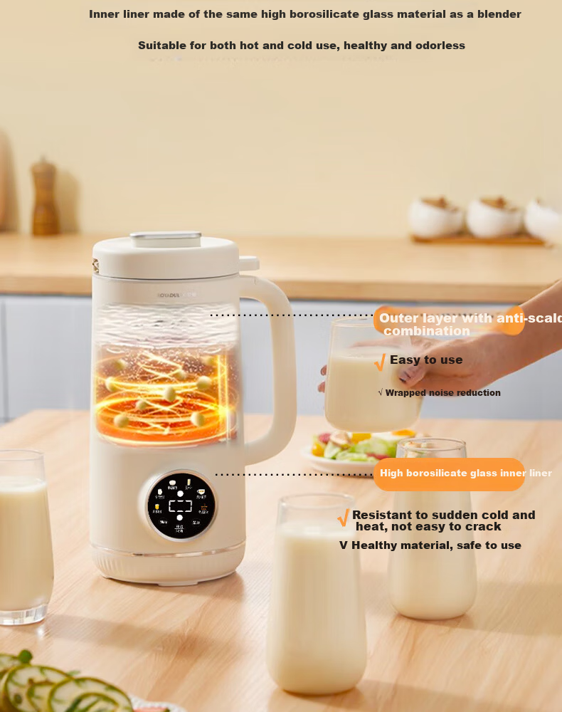 ROYALTY LINE 1.2L Soy Milk and Blender Machine, Household 2-3 Person, Noise Reduction, 16-Blade Fully Automatic Timer, No Soaking, No Filtering, Multifunctional Baby Food Processor, Compact Food Proce 7