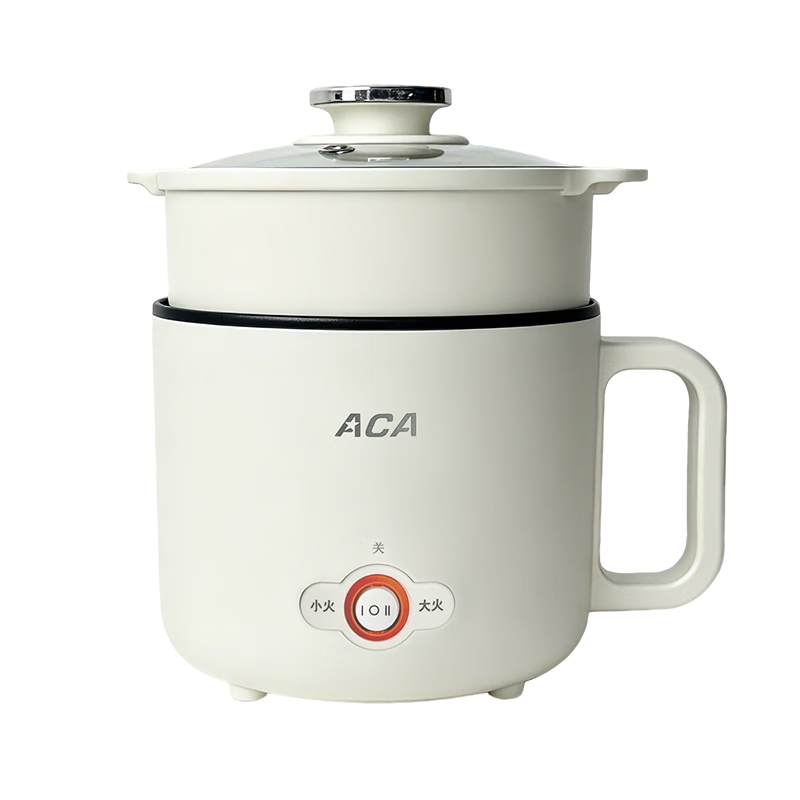 ACA Electric Cooking Pot with Steamer Basket Z100-1, Multi-Functional Electric Hot Pot for Dormitory, Student Instant Noodle Cooker, Small Electric Steamer Pot, Price Protection 618