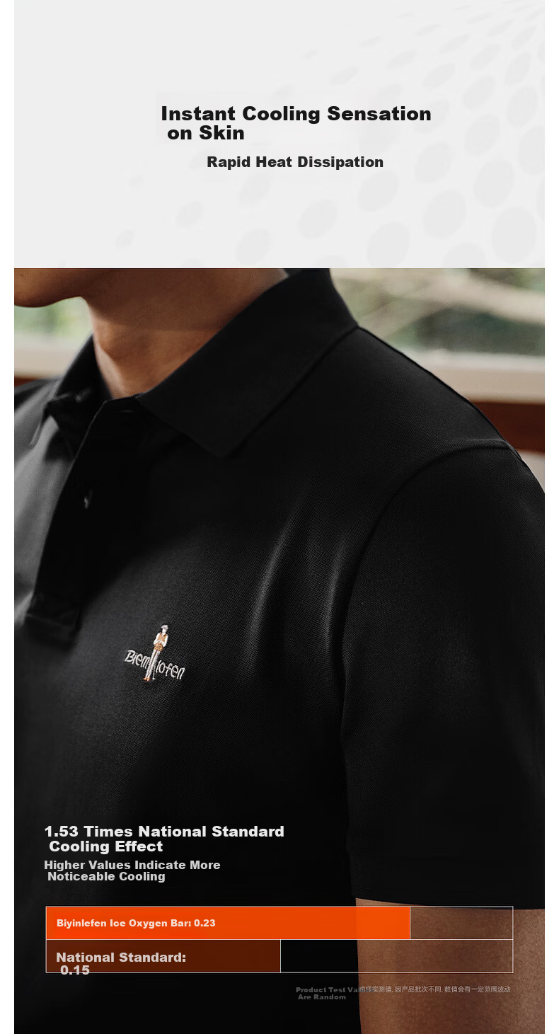 Biyinlefen [Ice Oxygen Bar] 2026 Spring Summer New Men's Casual Multi-Color Antibacterial Cooling Stretch Short Sleeve Polo Shirt T-Shirt 2