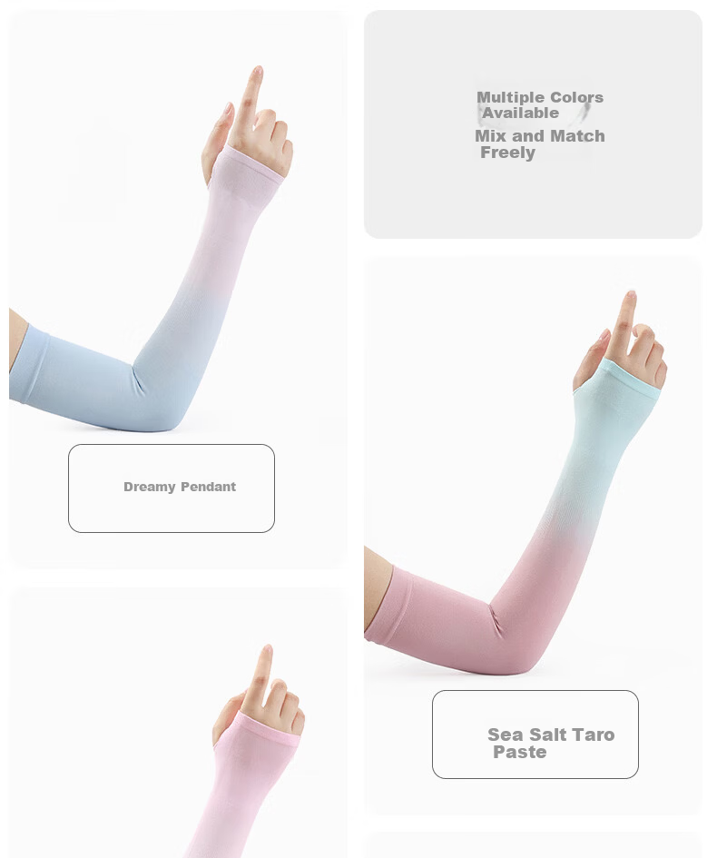RED DRAGONFLY Women's Summer Ice Silk Gradient Cooling Sun Protection Arm Sleeves UV Protection Gloves for Men 24