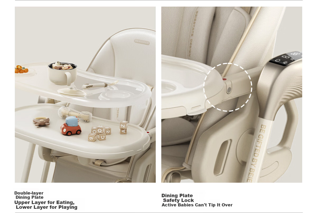 Beiyi 2-in-1 Baby High Chair and Rocker Khaki 65