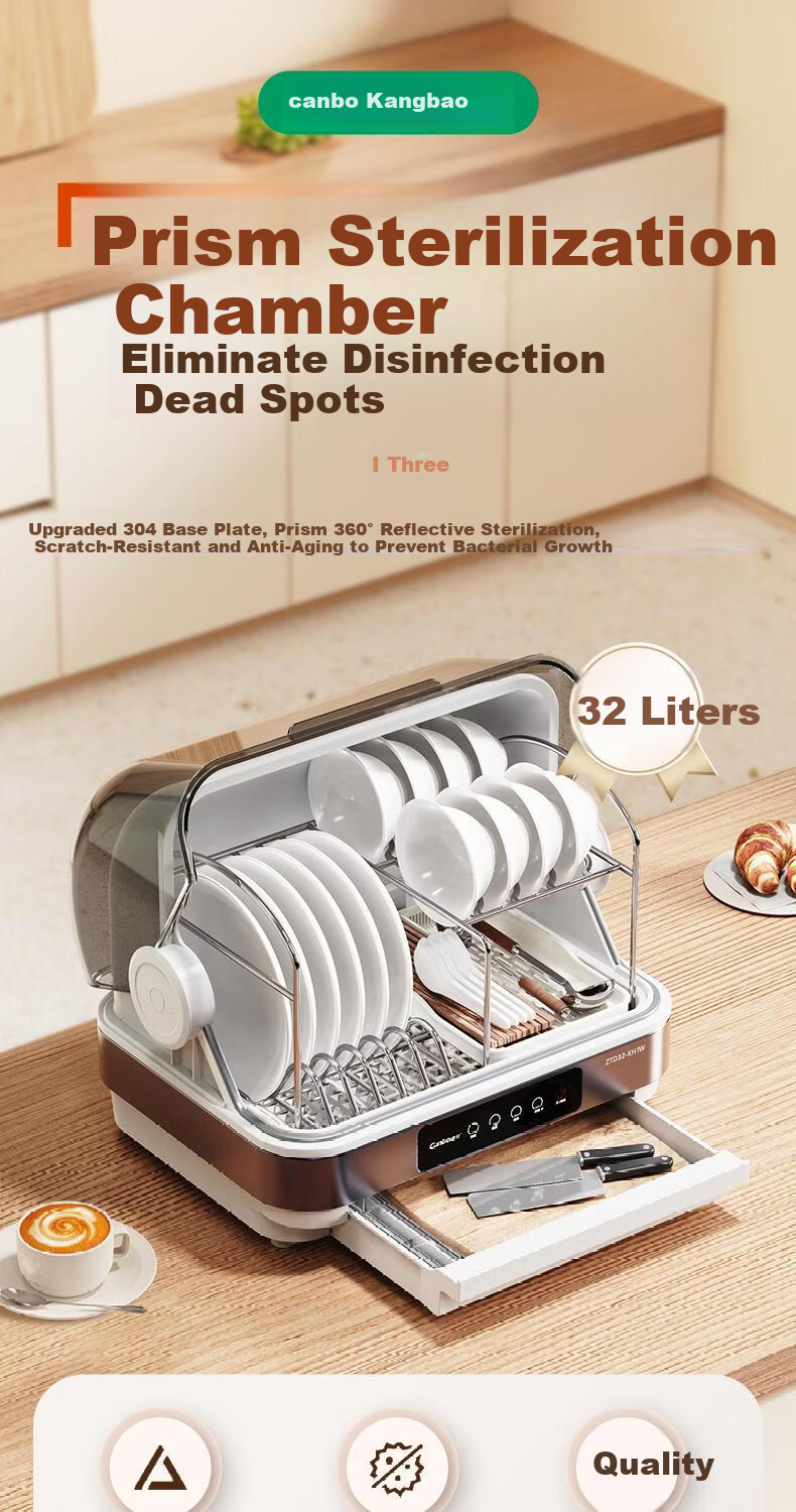 Canbo Multifunctional Disinfection Cabinet Home Desktop Kitchen Dishware Knife Rack Baby Bottle Tea Set Cup UV Sterilizer Drying and Cleaning Cabinet ZTD45-K2Z 3