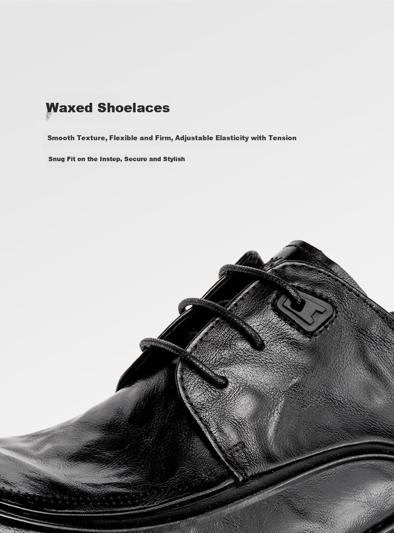 Aokang Men's Business Formal Leather Shoes Cowhide Wrinkled Youth Thick Sole Derby Shoes Black Size 41 1