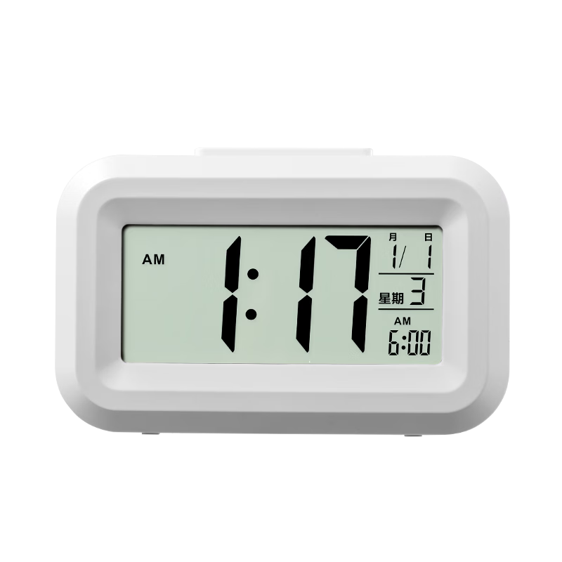 Deli Multifunctional Electronic Alarm Clock Children's Bedroom Smart Bedside Clock Student Special Wake-up Device Smart Alarm Clock - LE128 White Gift