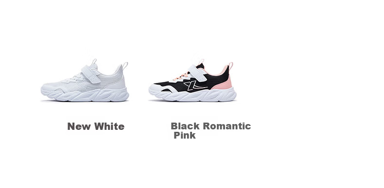 XTEP Kids Lightweight Soft Running Shoes High Elastic Shock Absorption Mesh Sports Shoes Black/New White Size 36 12