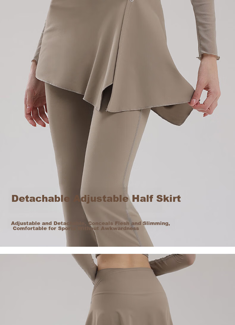 XUEXIMAN Two-Piece Set, Skirt And Yoga Pants for Women, Spring And Autumn New Style, Butt-Lifting Pilates Training Sports, Slightly Flared Wide-Leg Fitness Pants 8