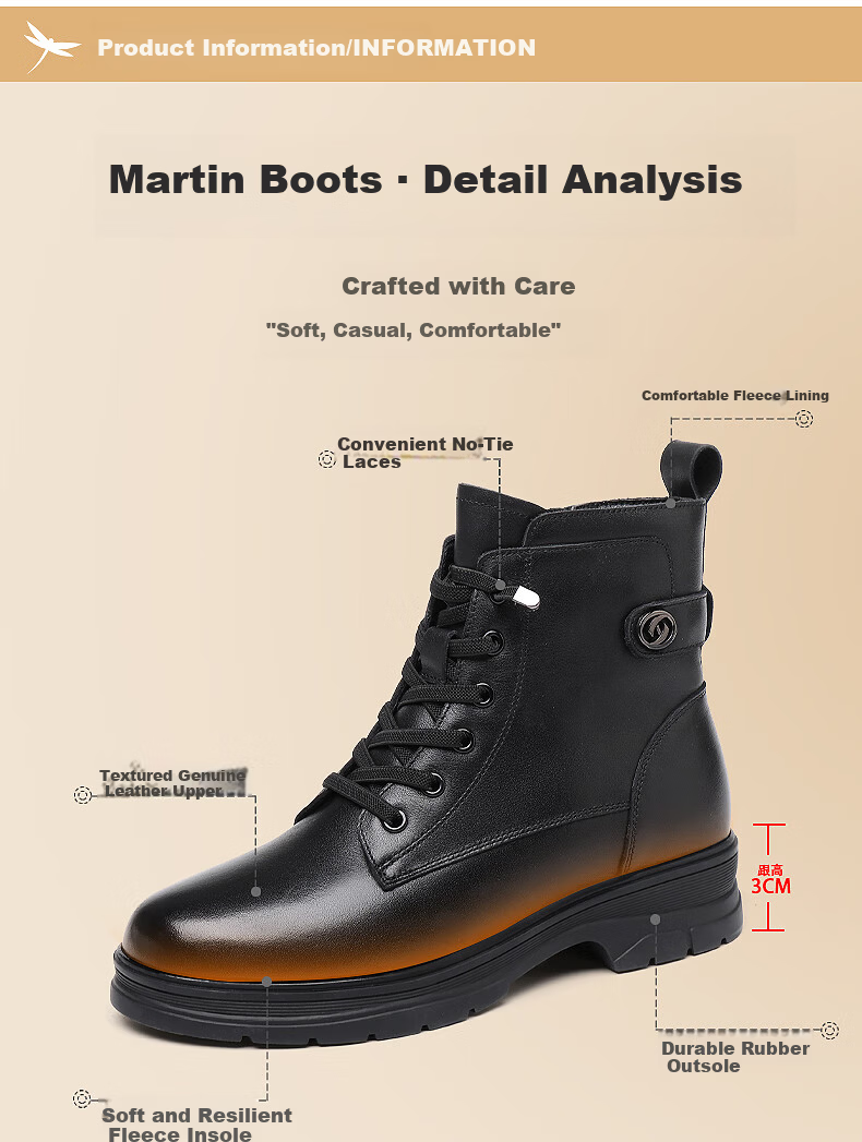 Red Dragonfly High-Top 6-Eyelet Martin Boots Women Fleece-Lined Warm Cotton Short Punk Style Leather Boots WTC434041H 5
