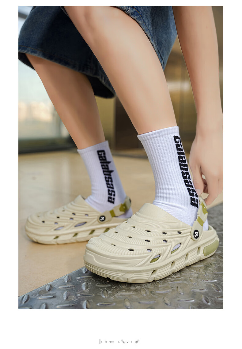TonLion Men's Summer 2026 Hole Shoes Fashion Sandals Thick Sole Dual-Purpose Beach Shoes Gray Size 42/43 9