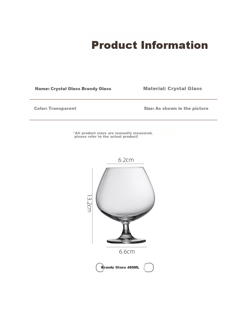 CRISTALGLASS Brandy Glasses Crystal Thickened Whiskey Glasses Set of 2 Short Stem Cognac Glasses 9