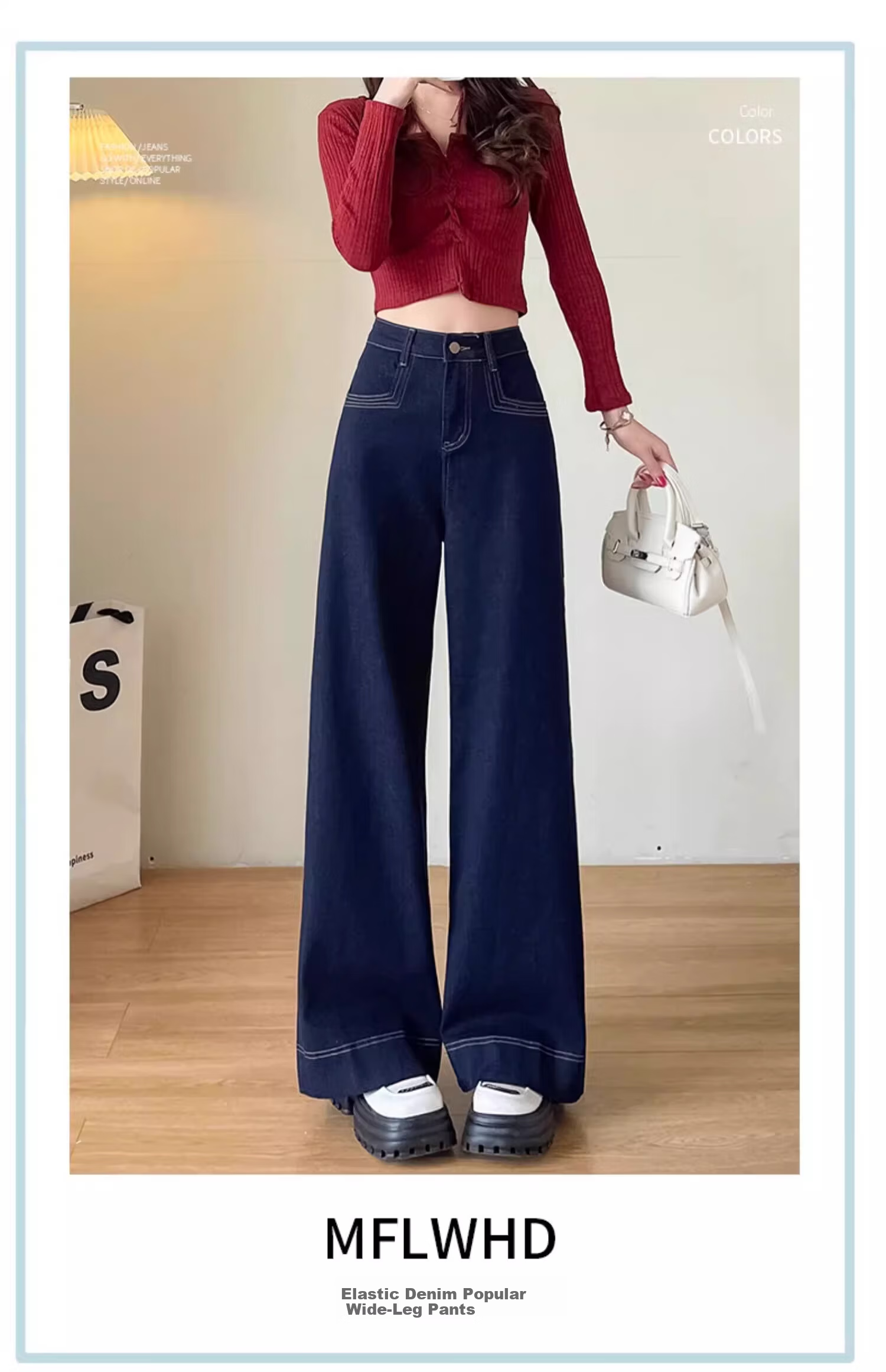 Langsha Denim Blue Jeans for Women Summer Thin 2026 New High-Waist Wide-Leg Pants Petite Hip-Covering Straight-Leg Trousers 1