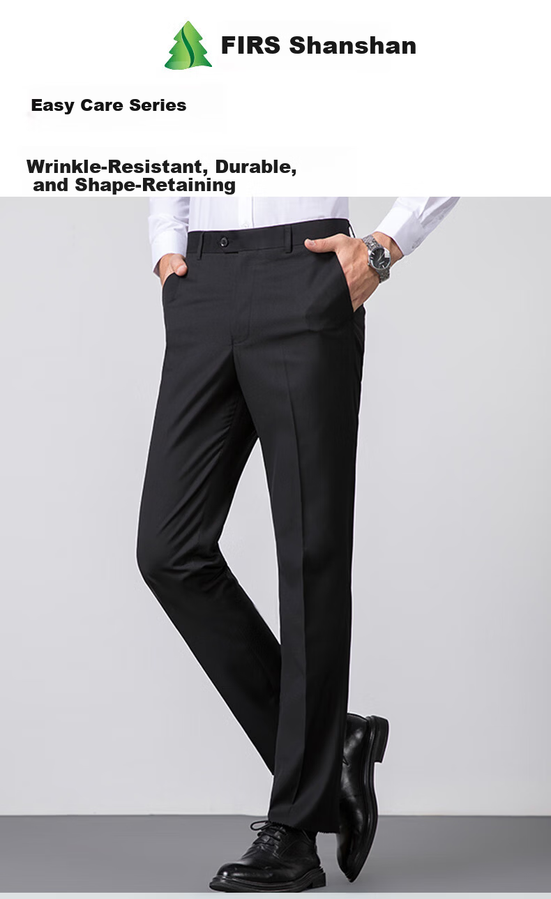 FIRS Men's High-Waist Wrinkle-Free Business Dress Pants Casual Straight-Leg Trousers for Work and Formal Wear 1
