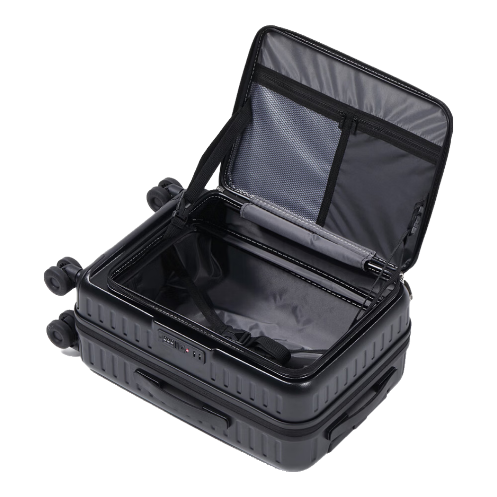 DELETE New Side-Opening Expandable Large-Capacity Suitcase for Women And Men, Carry-On Luggage with Password Lock, Phantom Black, 26 Inches