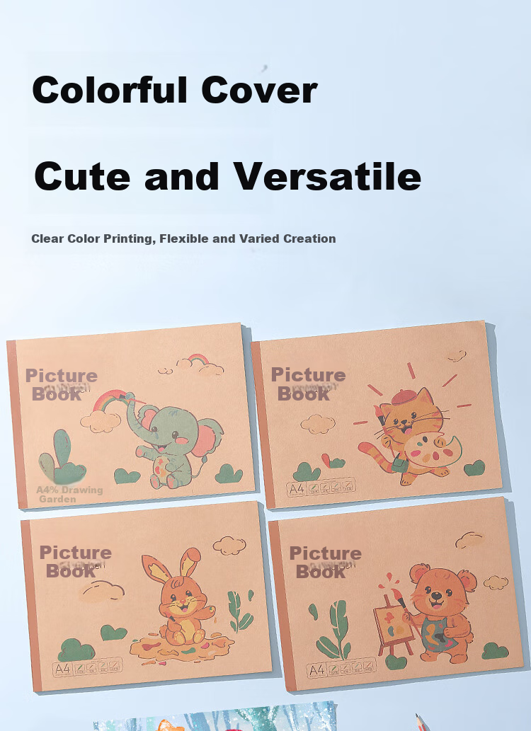 JD Jingzao 5-Pack A4 20-Sheet Children's Art Drawing Books for Elementary and Middle School Students 3