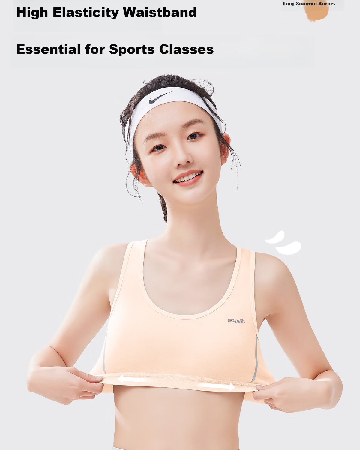 GRACEWELL Silk Antibacterial Girls' Sports Bra Shockproof Developmental Fixed Cup Vest Skin 2XL 9