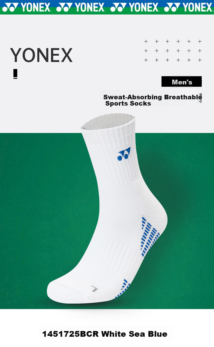 Yonex Badminton Socks Sweat-Absorbing Breathable Youth Professional Sports Socks 3450425BCR White Triple Pack 21