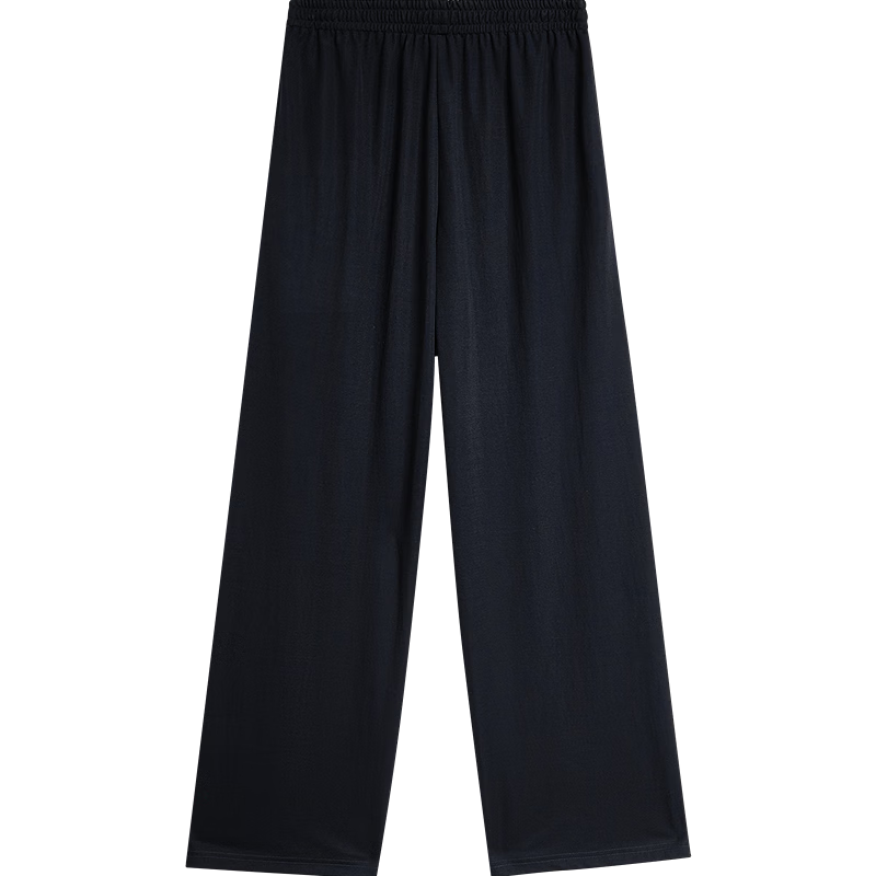 Inman Casual Versatile Elastic Waist Wide-Leg Pants 26 Summer New Women's Draped Straight Loose Trousers Navy Blue L