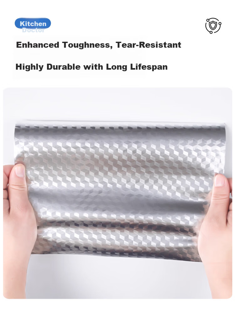 Washi Cabinet Oil-Proof Sticker High-Temperature Resistant Kitchen Stove Waterproof Aluminum Foil Self-Adhesive Thickened Orange Peel Texture 10*0.6m 16