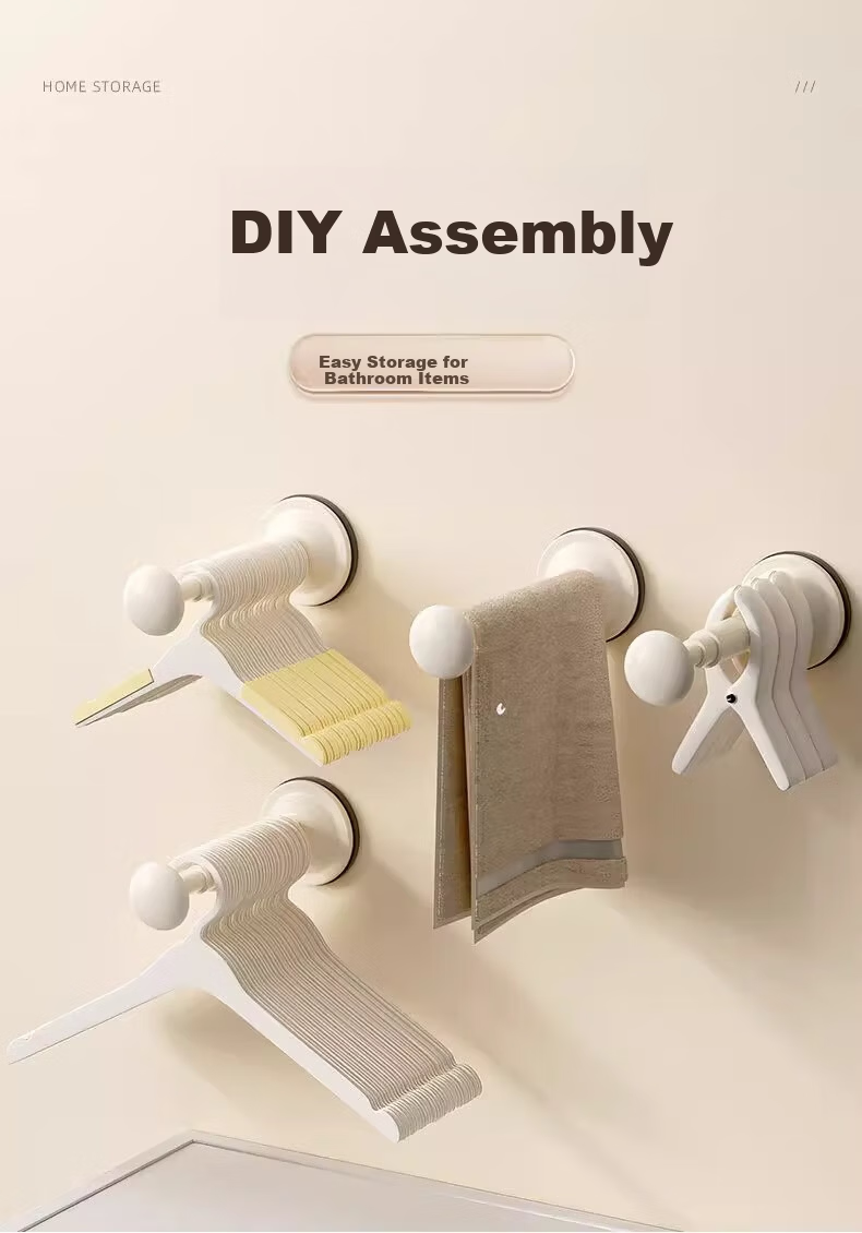 MUYA Suction Cup Clothes Hanger Storage Organizer Multifunctional Wall-Mounted Drying Rack for Home Balcony No Drilling Required 5