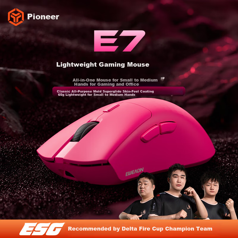 EWEADN E7 Wireless Mouse Wired Bluetooth Tri-Mode Gaming Lightweight Low Latency Ergonomic for Small to Medium Hands Laptop Tablet Desktop Office Peripheral