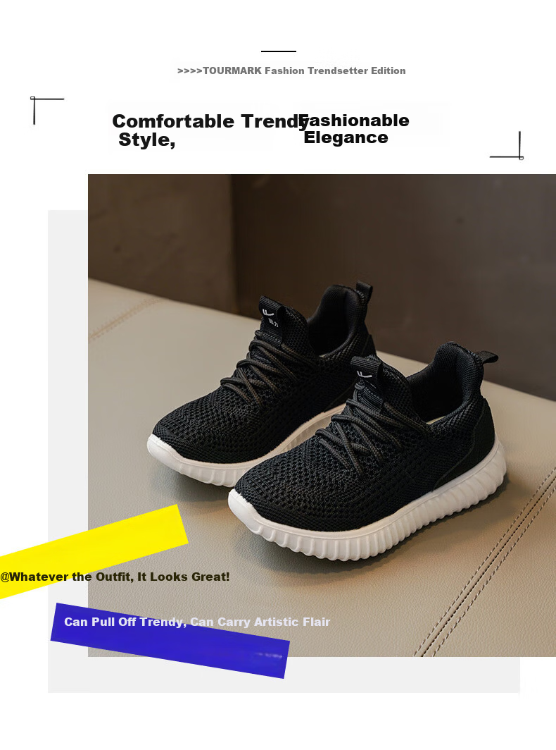 Warrior Kids Flyknit Sports Shoes Breathable Casual Mesh Shoes for Boys and Girls WZJS0062 Black Size 31 10