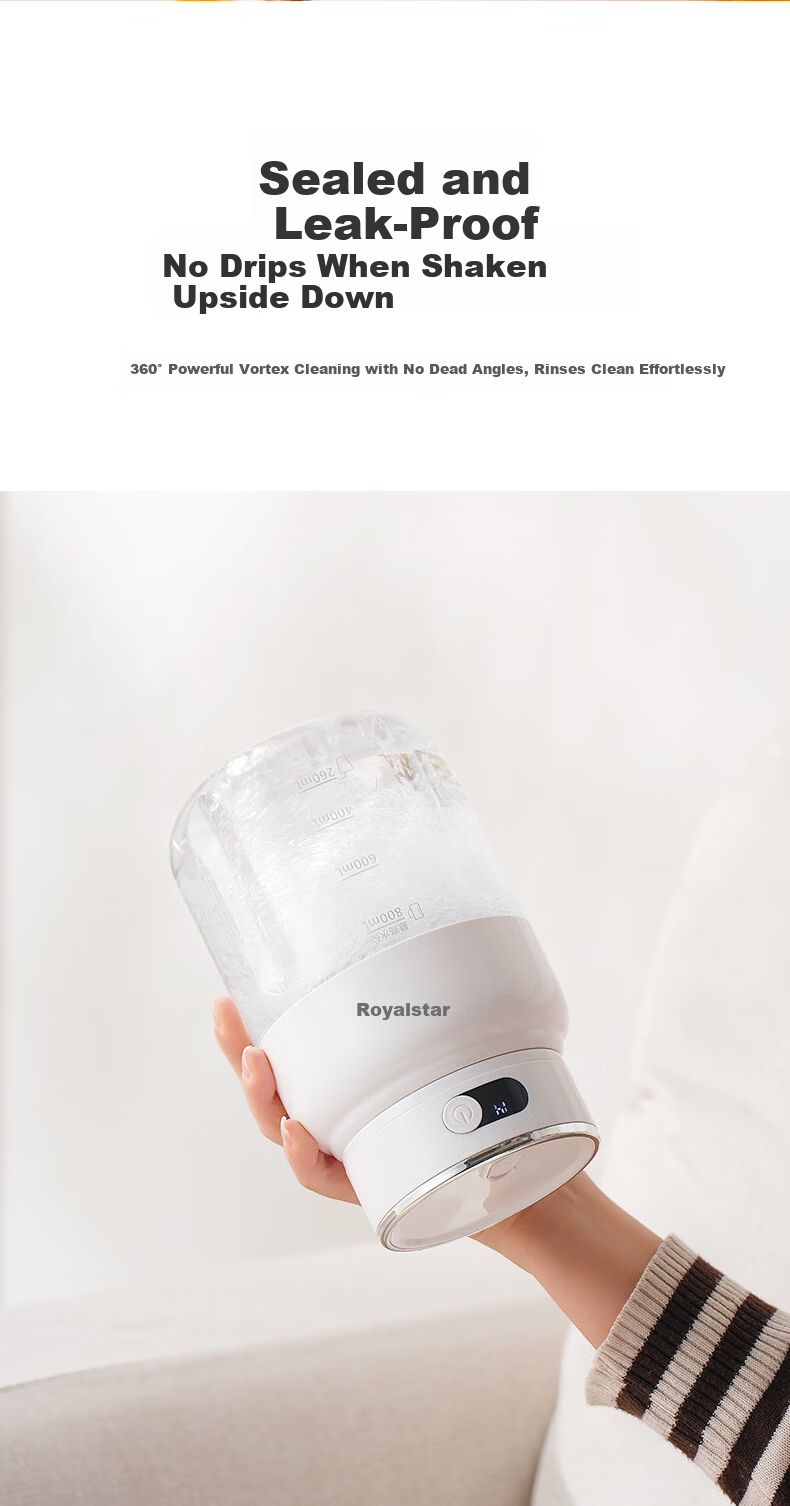 Royalstar Large Capacity Wireless Portable Juicer Multifunctional Juice Blender Ice Crushing Milkshake Fruit and Vegetable Cup Digital Display Direct Drinking 1200ML RZ-80PY1 6