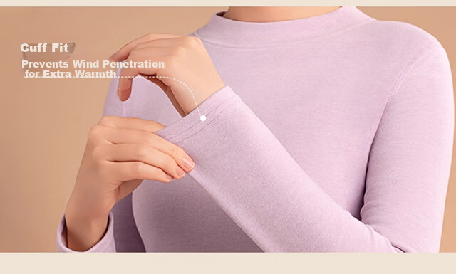 XUEXIMAN Women's Thermal Underwear Autumn Winter Middle-aged and Elderly Wool Silk 10A Antibacterial Warm Set Mid-neck Top and Bottom 12