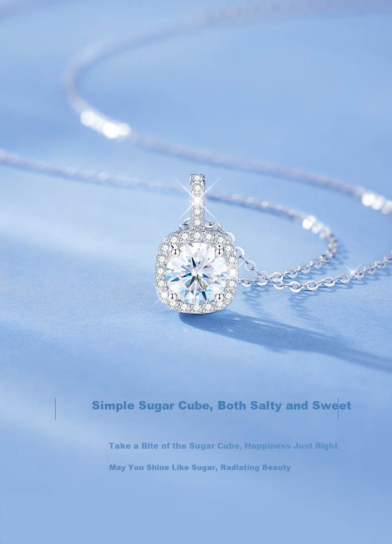 GLTEN One-Kilogram Small Sugar Cube Silver Necklace for Women, 2026 New High-End Style Birthday Gift for Girlfriend Or Wife 4