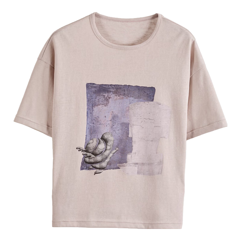 Rizhuo Xia Style Printed T-Shirt 2026 Summer New Loose Casual Half Sleeve Round Neck Women's Top