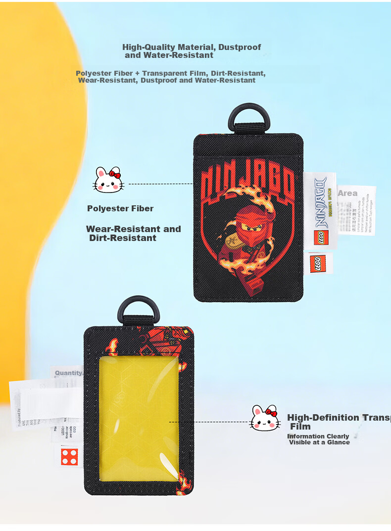 LEGO Card Holder Student Children's Bus Card Case Campus Meal Card Access Card with Lanyard Badge Ninjago Kai Black Red 20331 3
